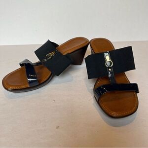 Italian Shoemakers Heeled Wedge Sandals Navy Blue Size 9